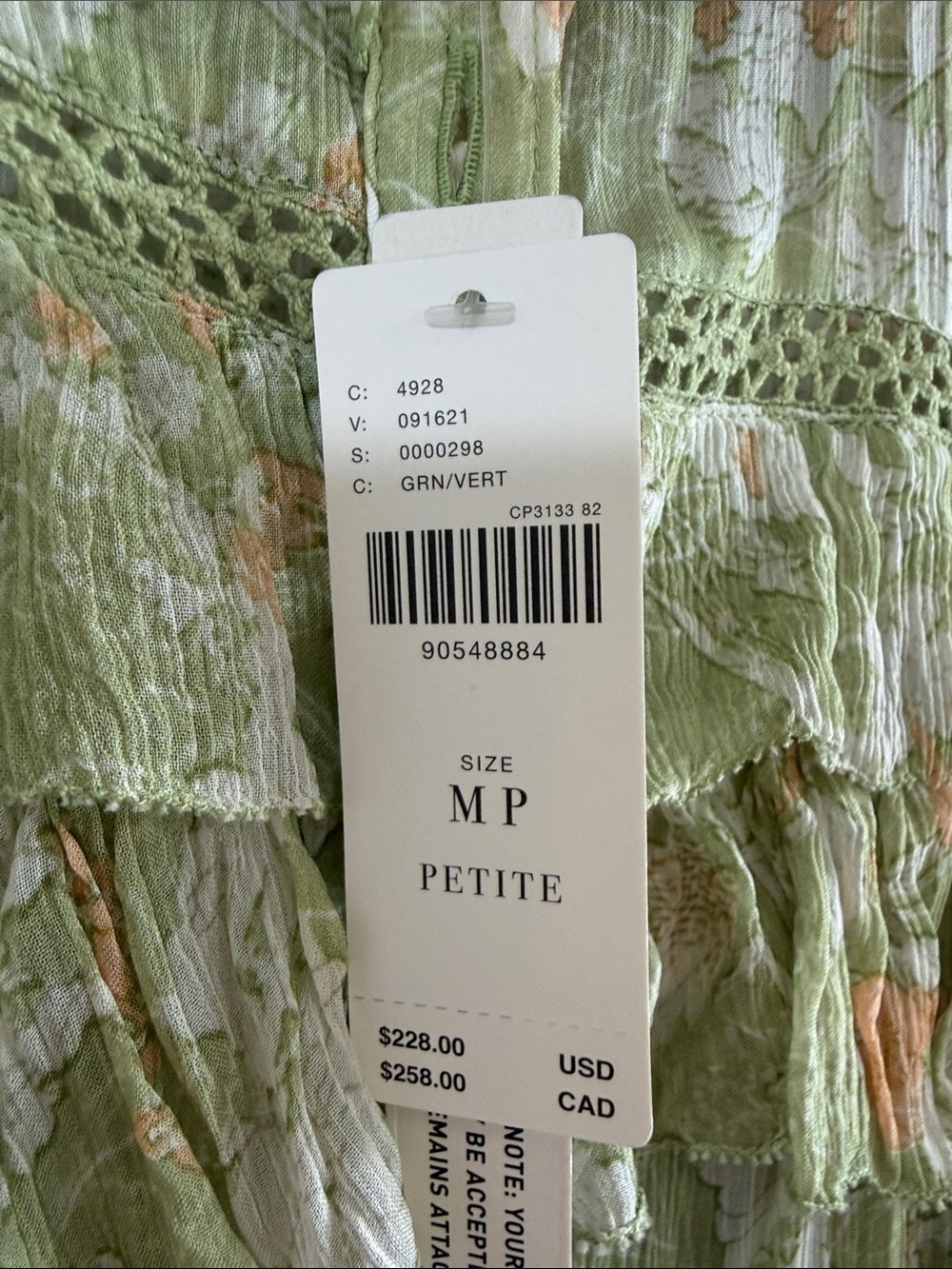 Anthropologie Sage Green Floral Ruffle Maxi Dress - Picture 4 of 4